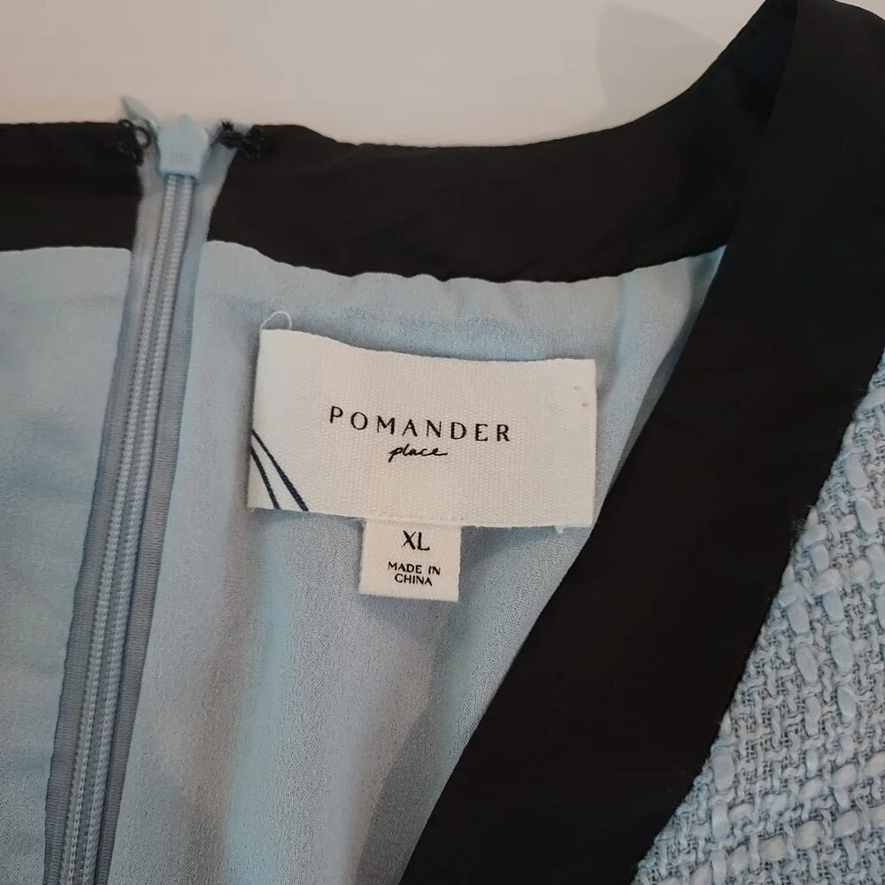 Pomander Place Light Blue Coco Tweed Bow Dress Size XL NWOT